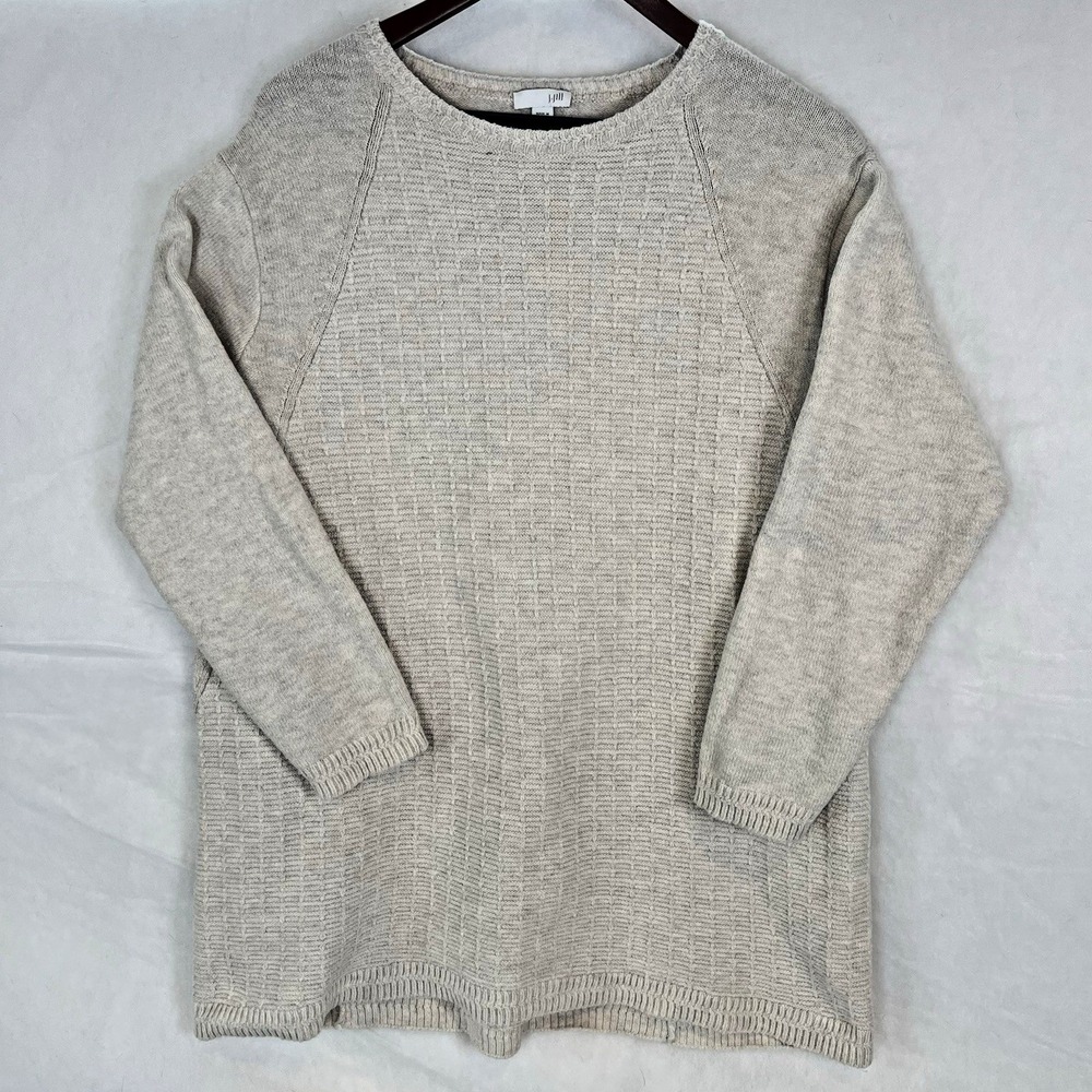 J. Jill Oversized Sweater Textured‎ Tunic Size Medium Heathered Cream